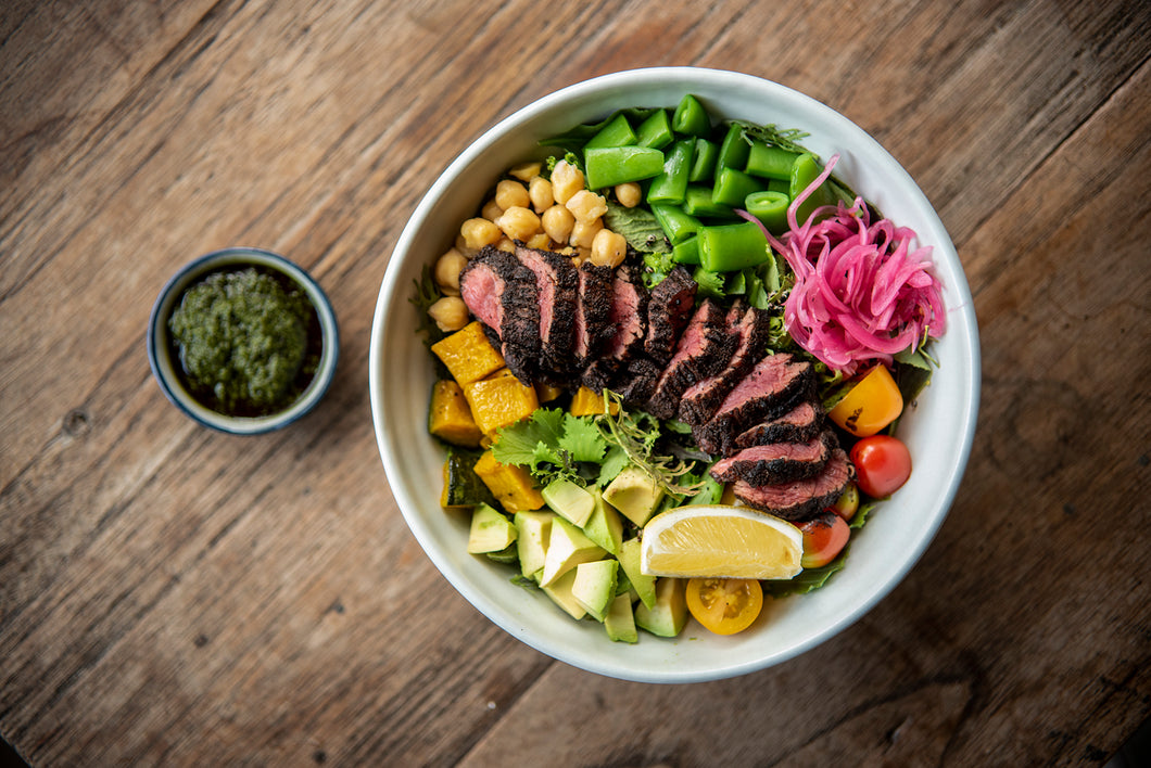 COFFEE-RUBBED STEAK & QUINOA BOWL